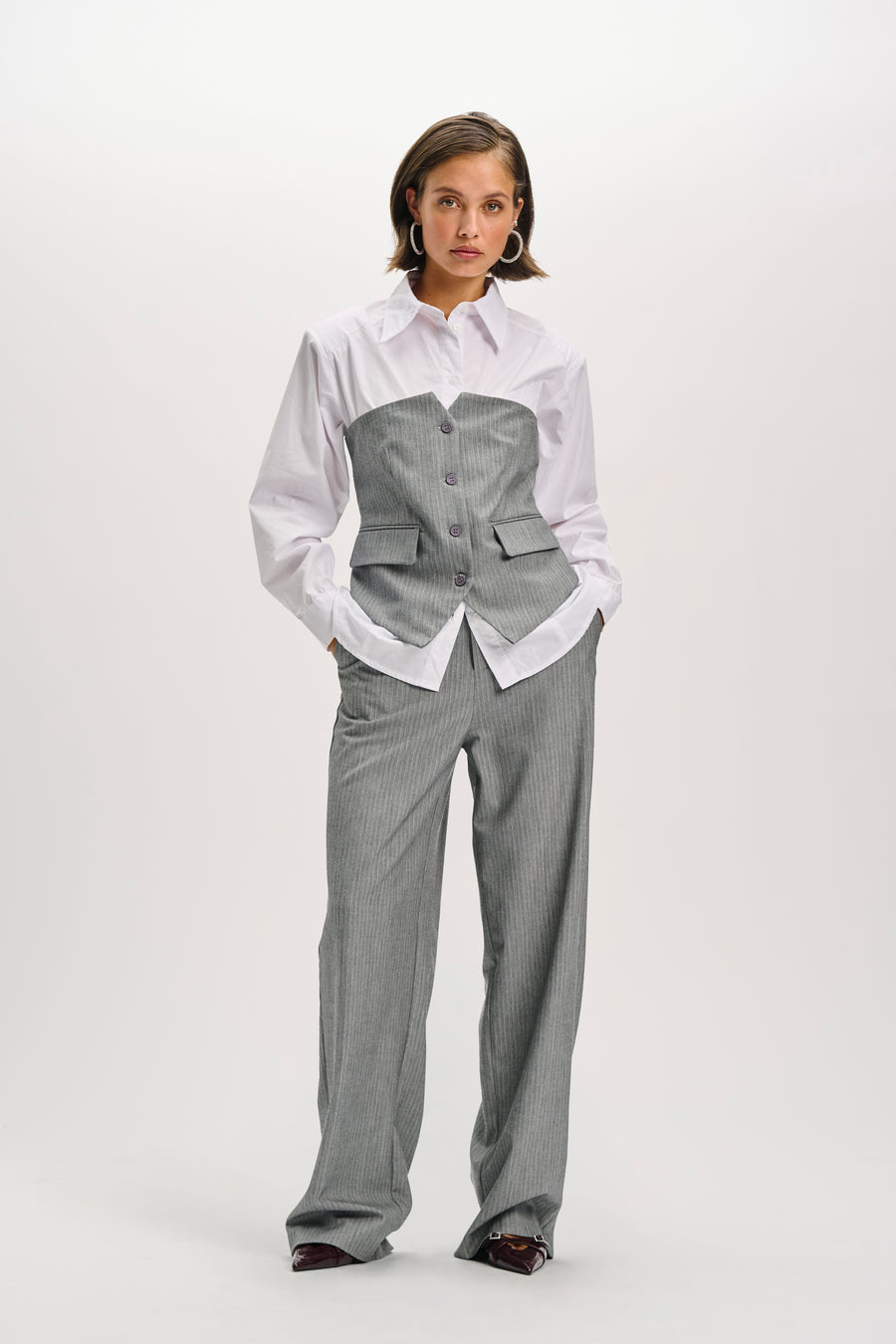 Relaxed Pants Kalea van Refined Department, kleur Light Grey