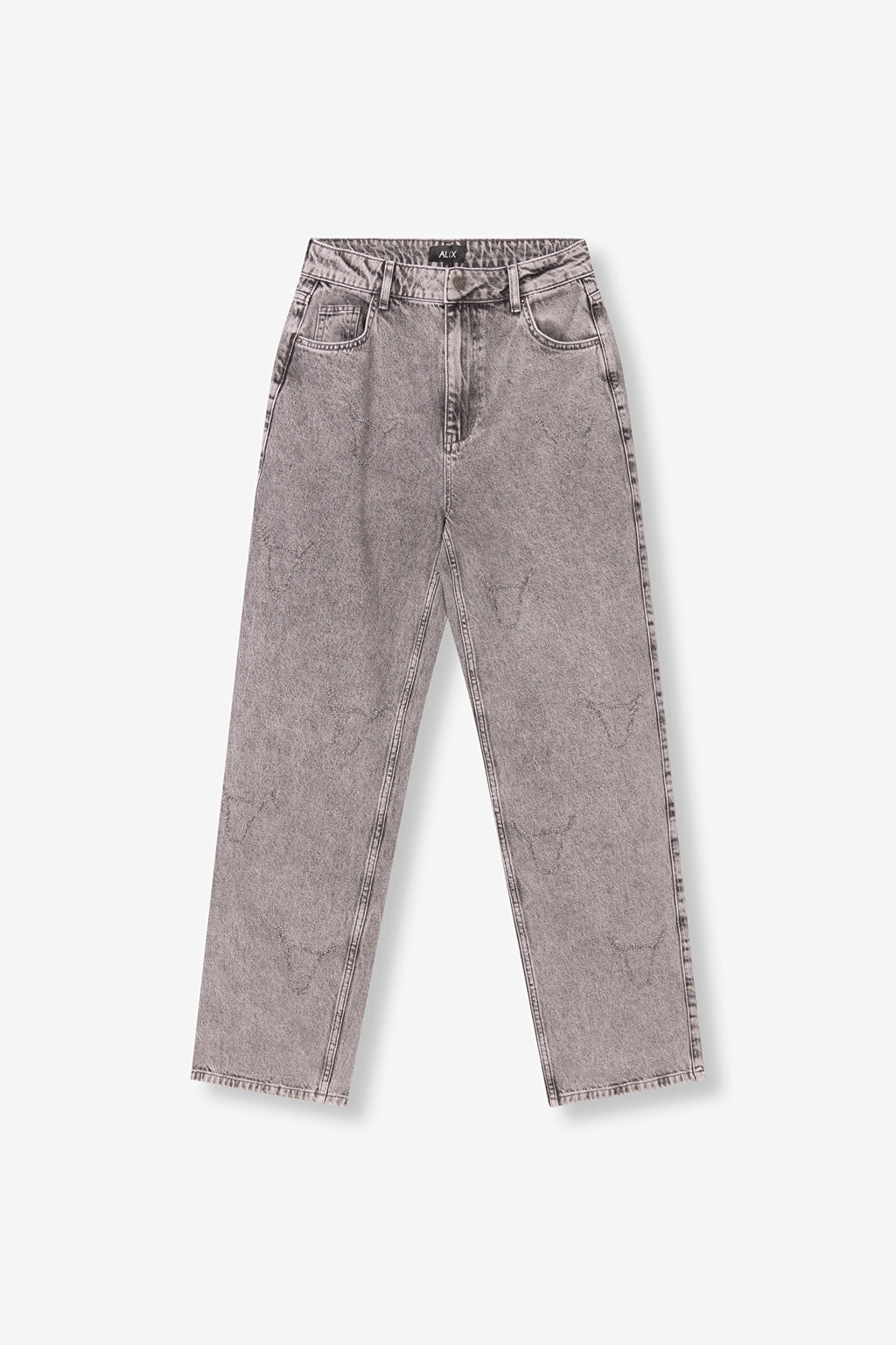 Ladies Woven Damaged Bull Pants van ALIX The Label, kleur Grey Washed Denim