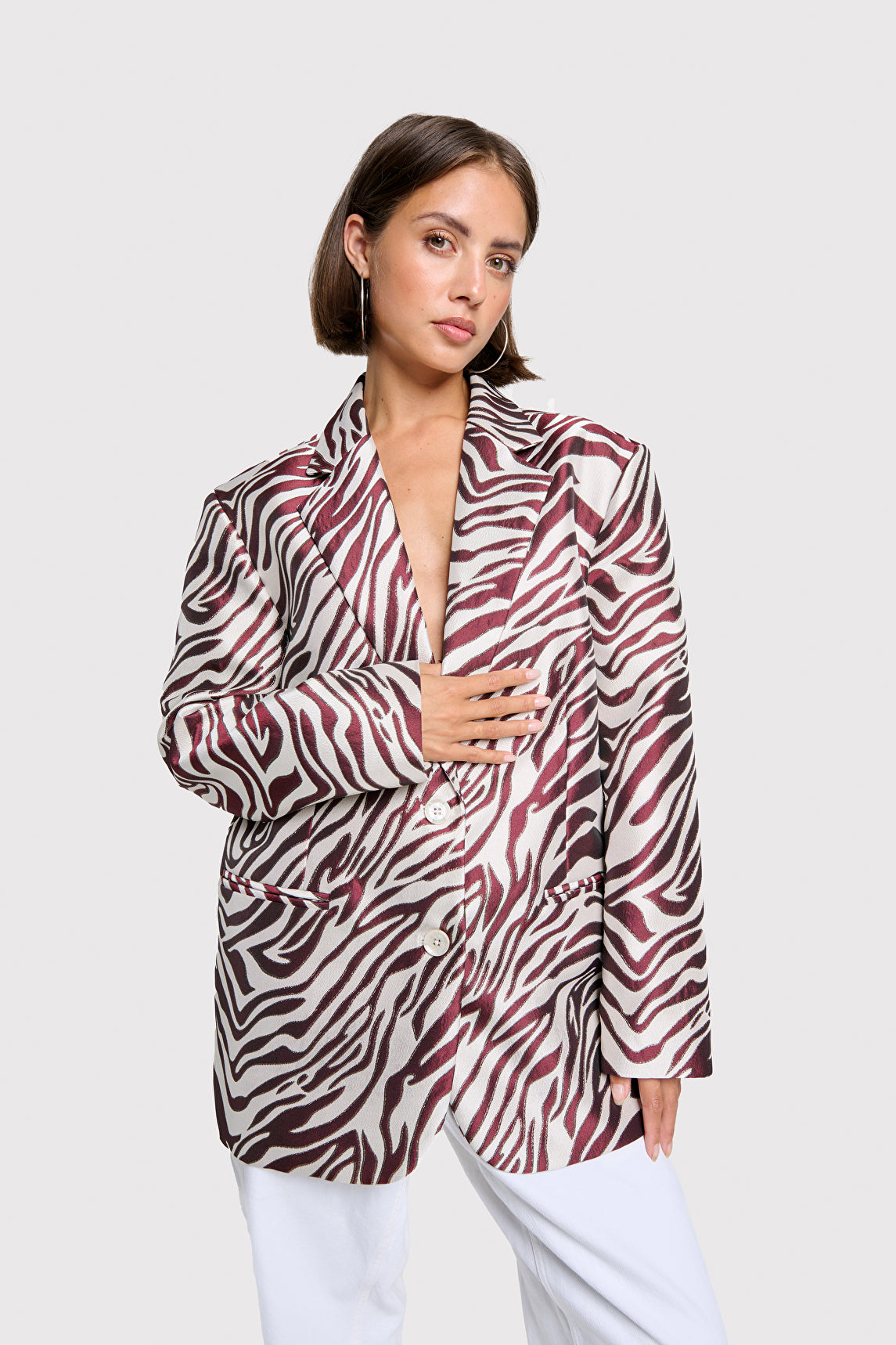 Jacquard Blazer van ALIX The Label, kleur Bordeaux
