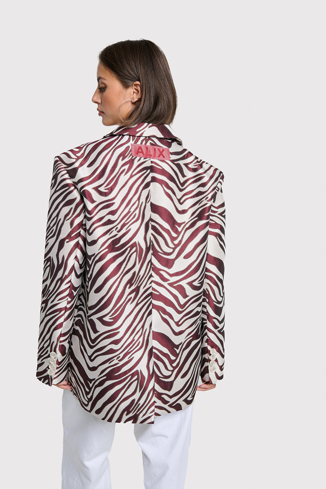 Jacquard Blazer van ALIX The Label, kleur Bordeaux