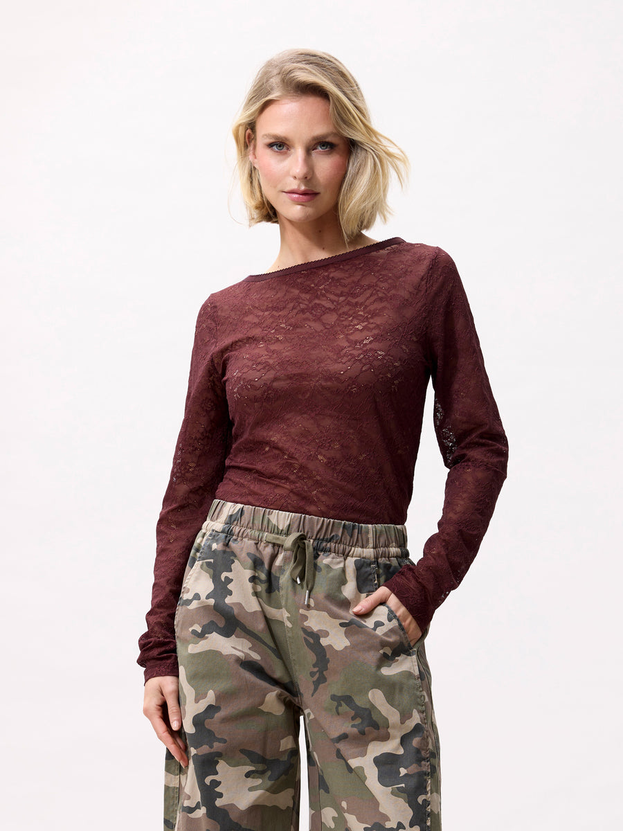 Lace Long Sleeve van Catwalk Junkie, kleur Merlot