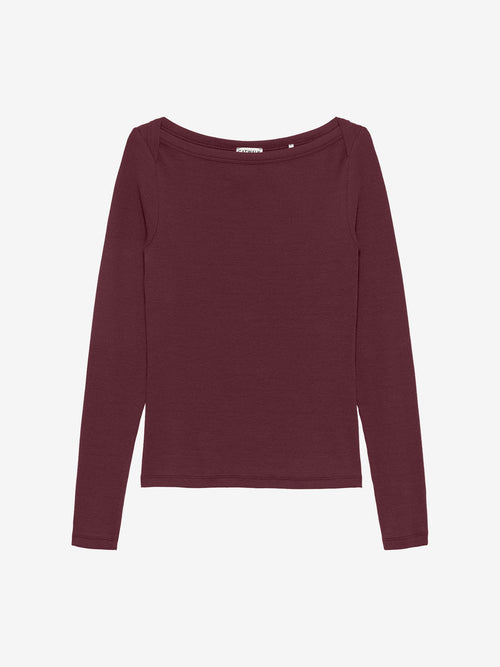 Boatneck Rib Long Sleeve van Catwalk Junkie, kleur Merlot