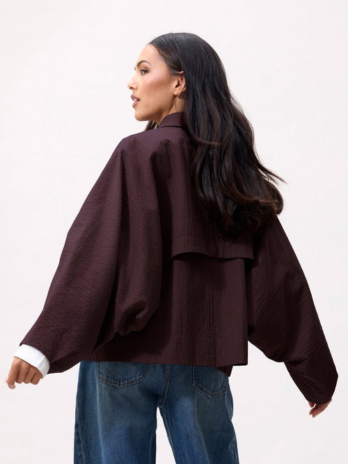 Check Cape Jacket van Catwalk Junkie, kleur Plum