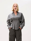 Check Blouse With Waist Pleats van Catwalk Junkie, kleur Dark Green