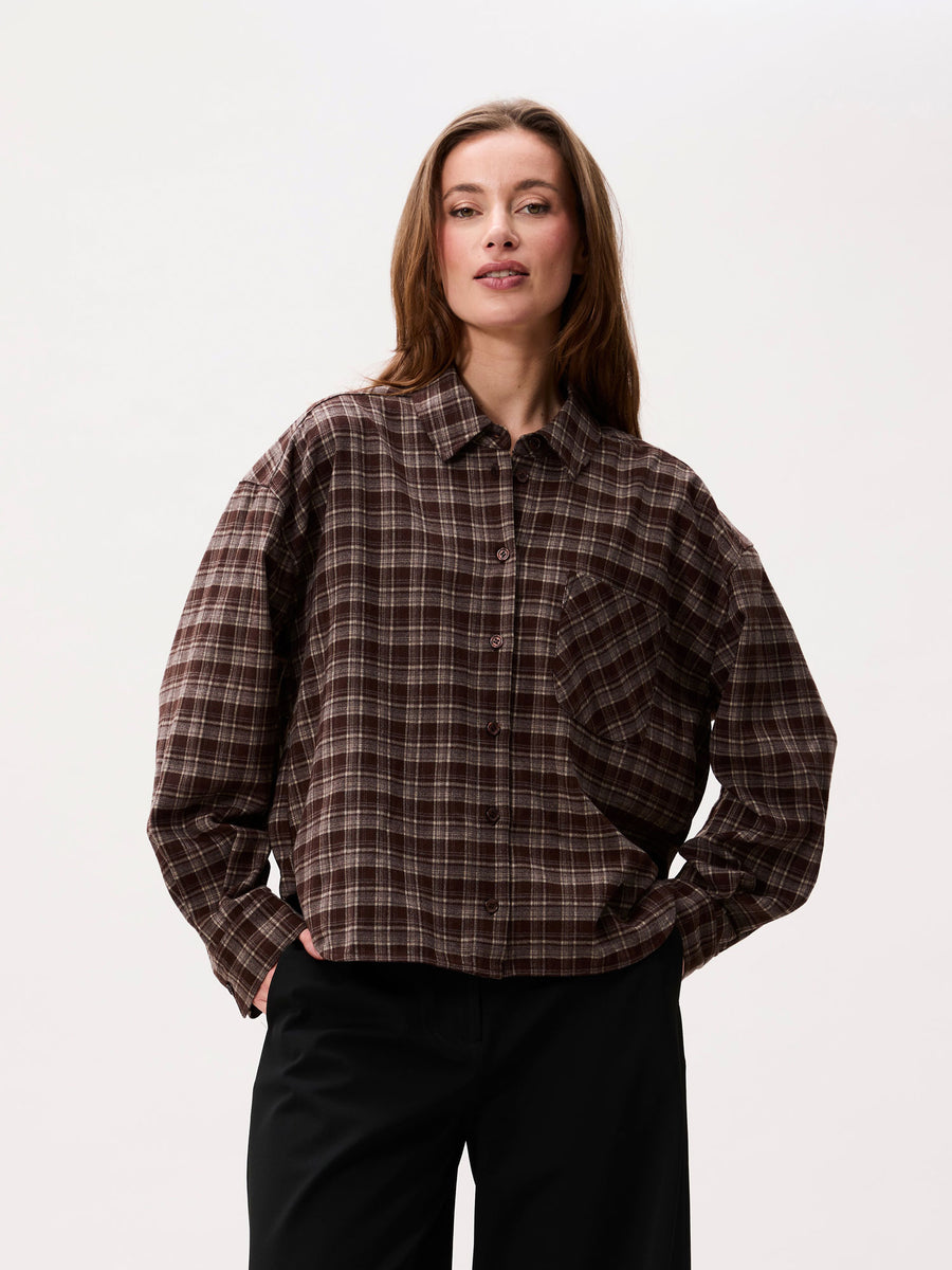 Check Blouse van Catwalk Junkie, kleur Brown