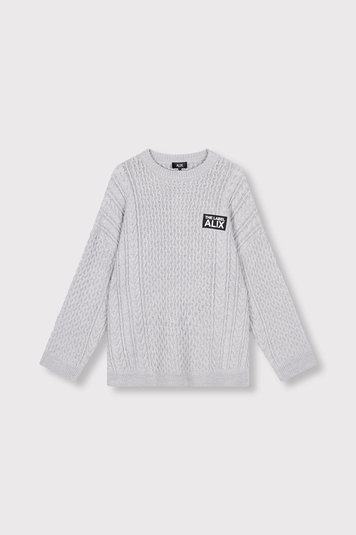 Cable Pullover van ALIX The Label, kleur Soft Grey Melange