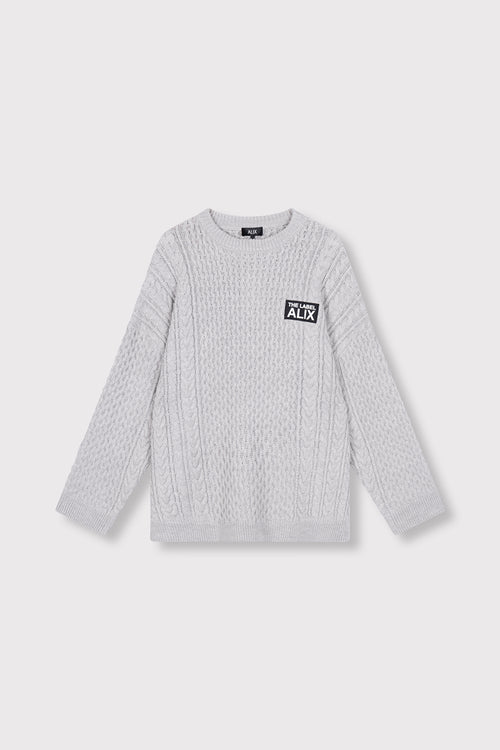 Cable Pullover van ALIX The Label, kleur Soft Grey Melange