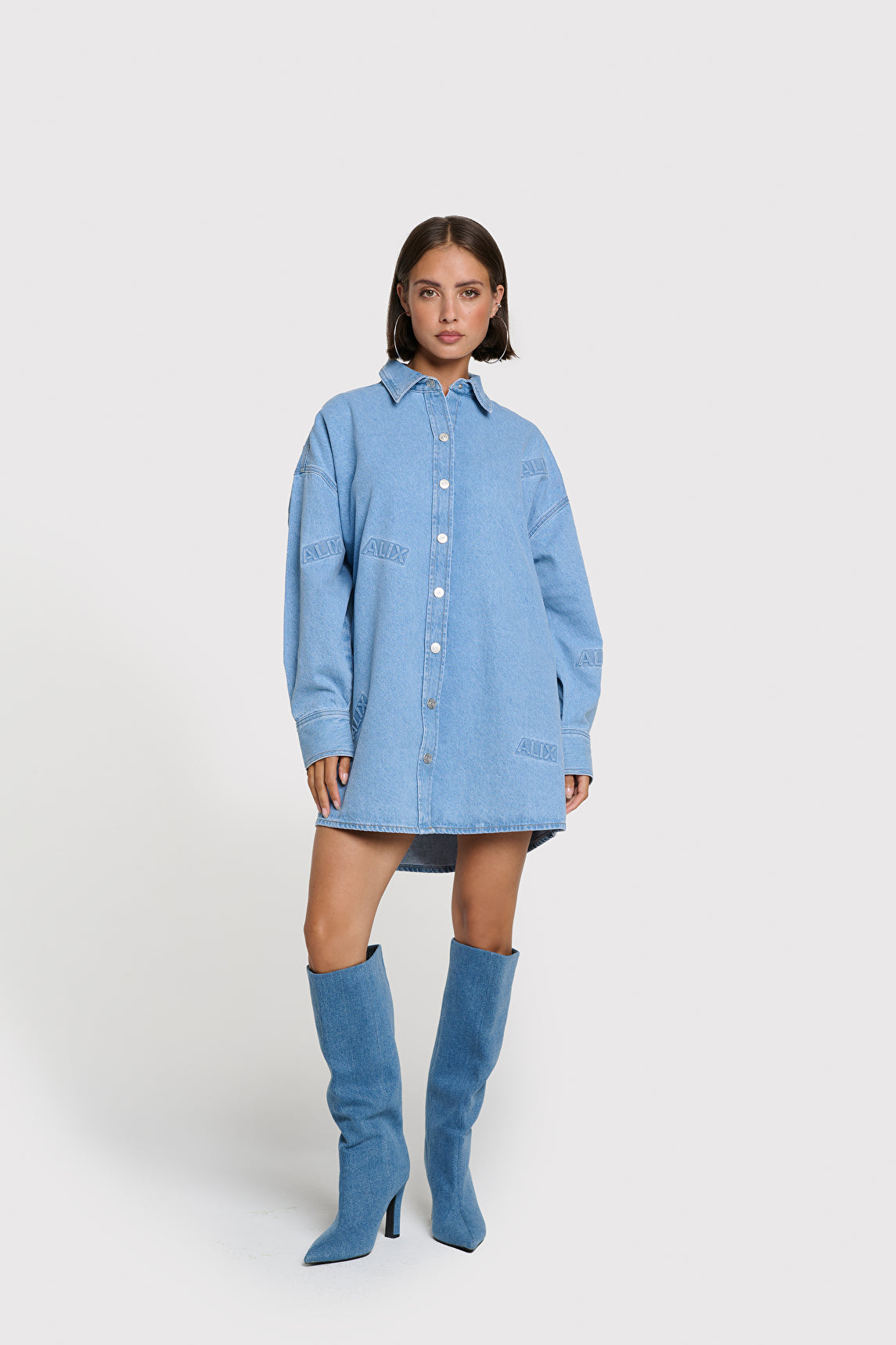 Denim Blouse van ALIX The Label, kleur Light Blue Denim