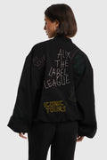 Ladies Woven Artwork Bomber van ALIX The Label, kleur Black