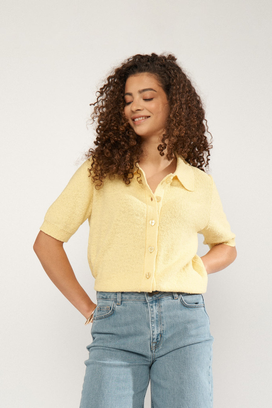 Nuzola Cardigan van Nümph, kleur Popcorn