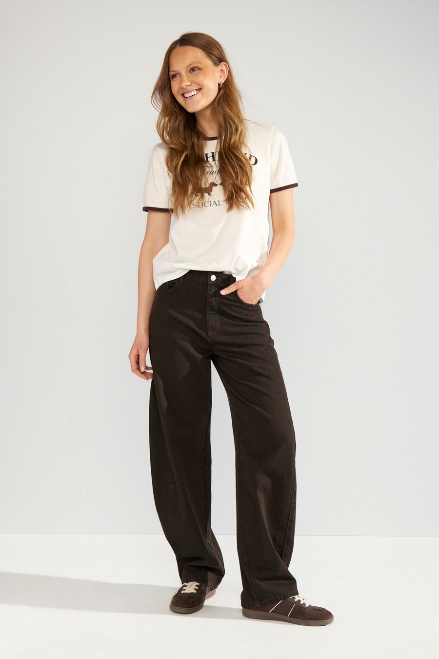 Nuamsterdam Hr Barrel Jeans van Nümph, kleur Black Coffee