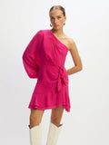 One Shoulder Dress van Refined Department, kleur Pink