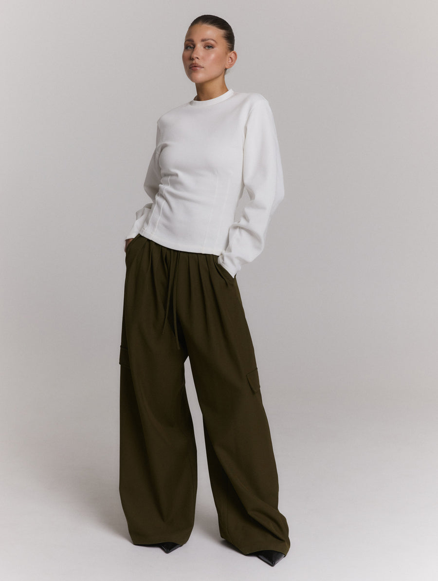 Wide Leg Caro Pants Mila van Refined Department, kleur Army