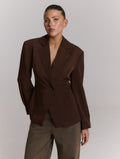 Bruna Blazer van Refined Department, kleur Choc Brown