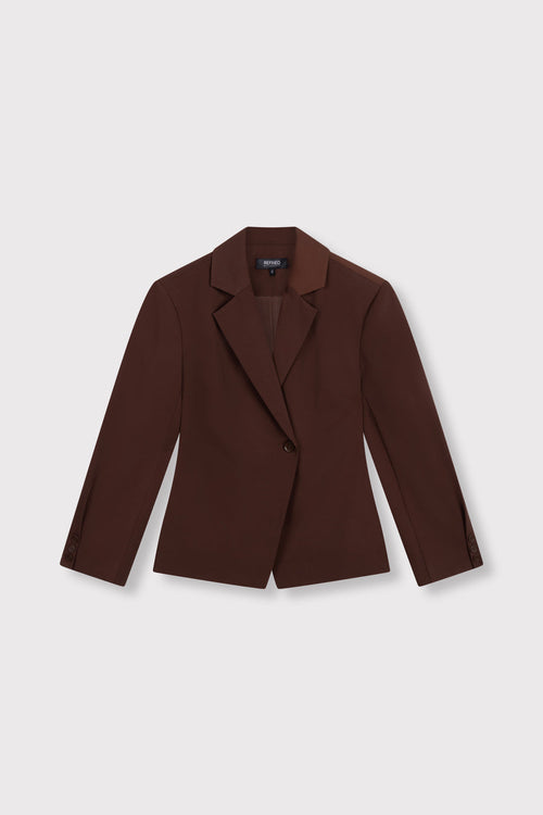 Bruna Blazer van Refined Department, kleur Choc Brown