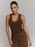 Tanktop Bente van Refined Department, kleur Choc Brown