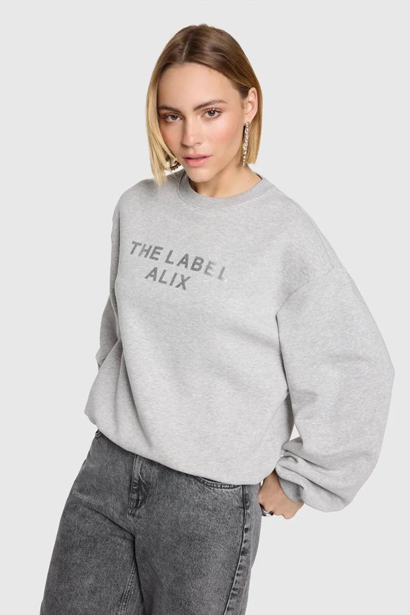 Alix Sweater van ALIX The Label, kleur Soft Grey Melange