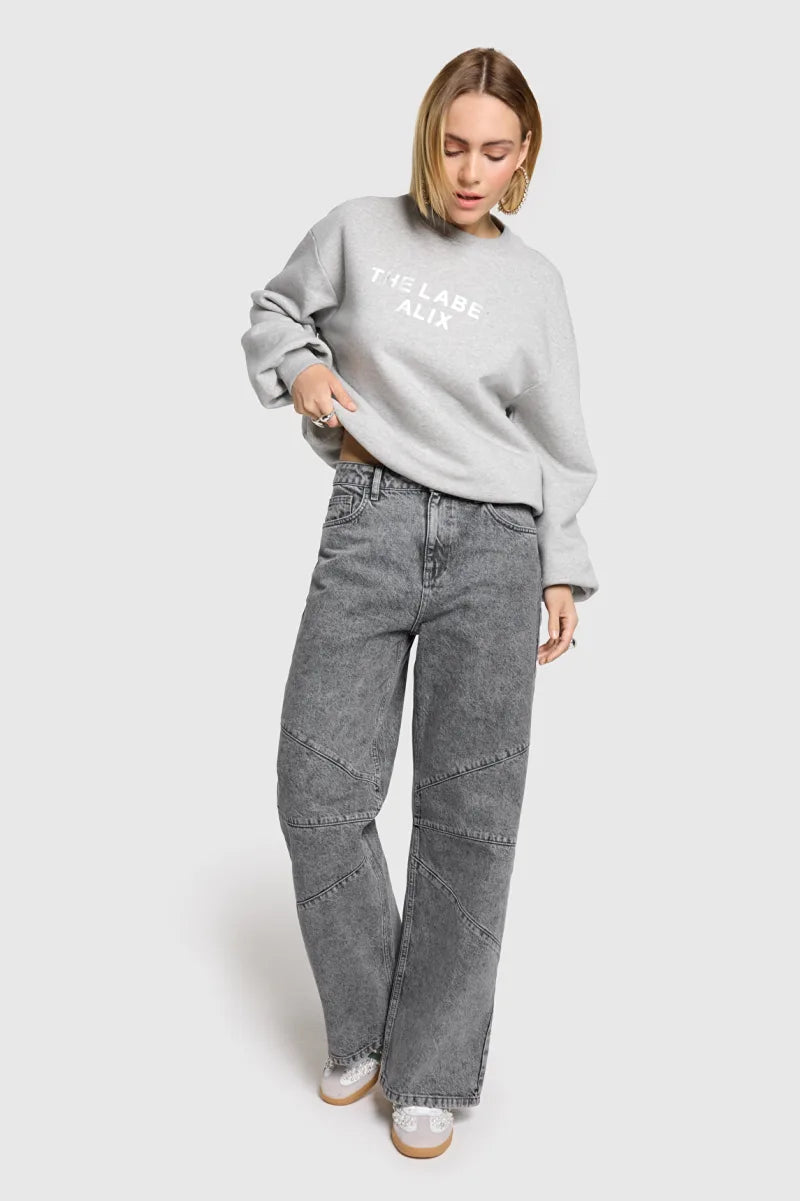 Alix Sweater van ALIX The Label, kleur Soft Grey Melange