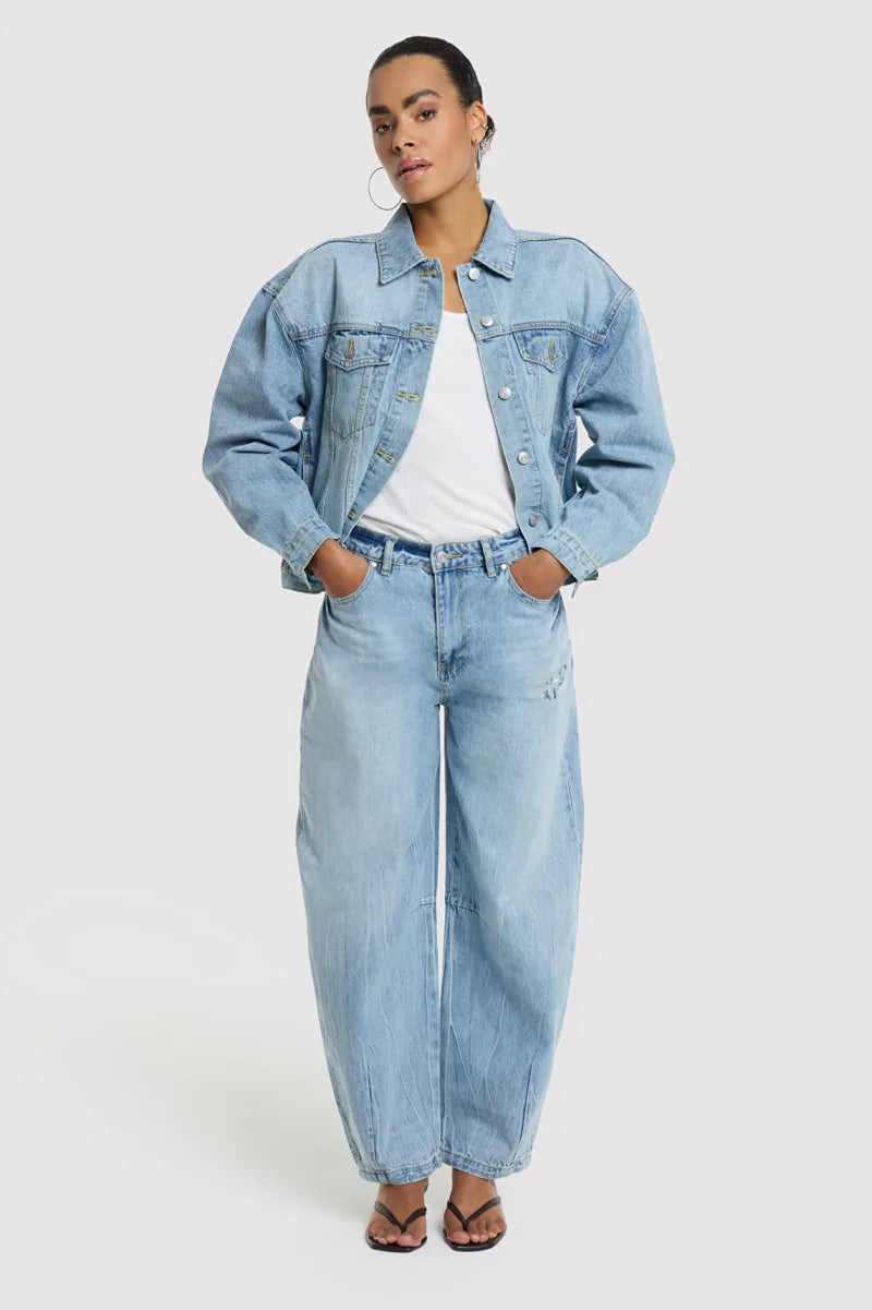 Barrel Denim Pants van ALIX The Label, kleur Light Blue Denim