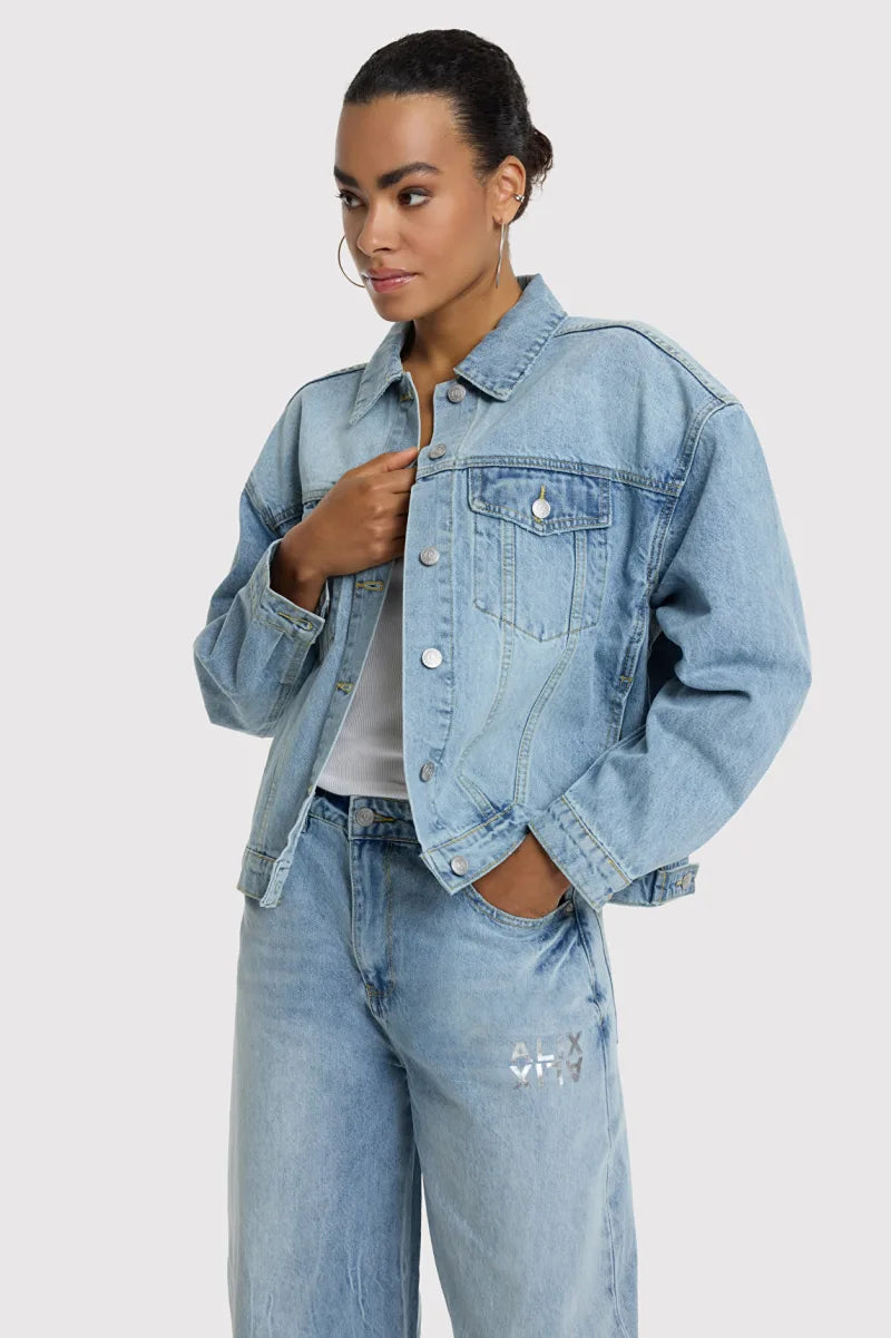 Barrel Denim Pants van ALIX The Label, kleur Light Blue Denim