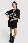 Baseball Shirt Dress van ALIX The Label, kleur Black