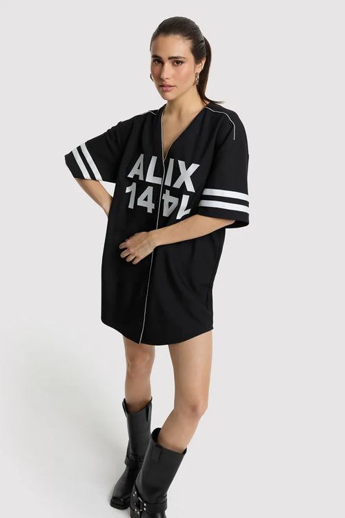 Baseball Shirt Dress van ALIX The Label, kleur Black