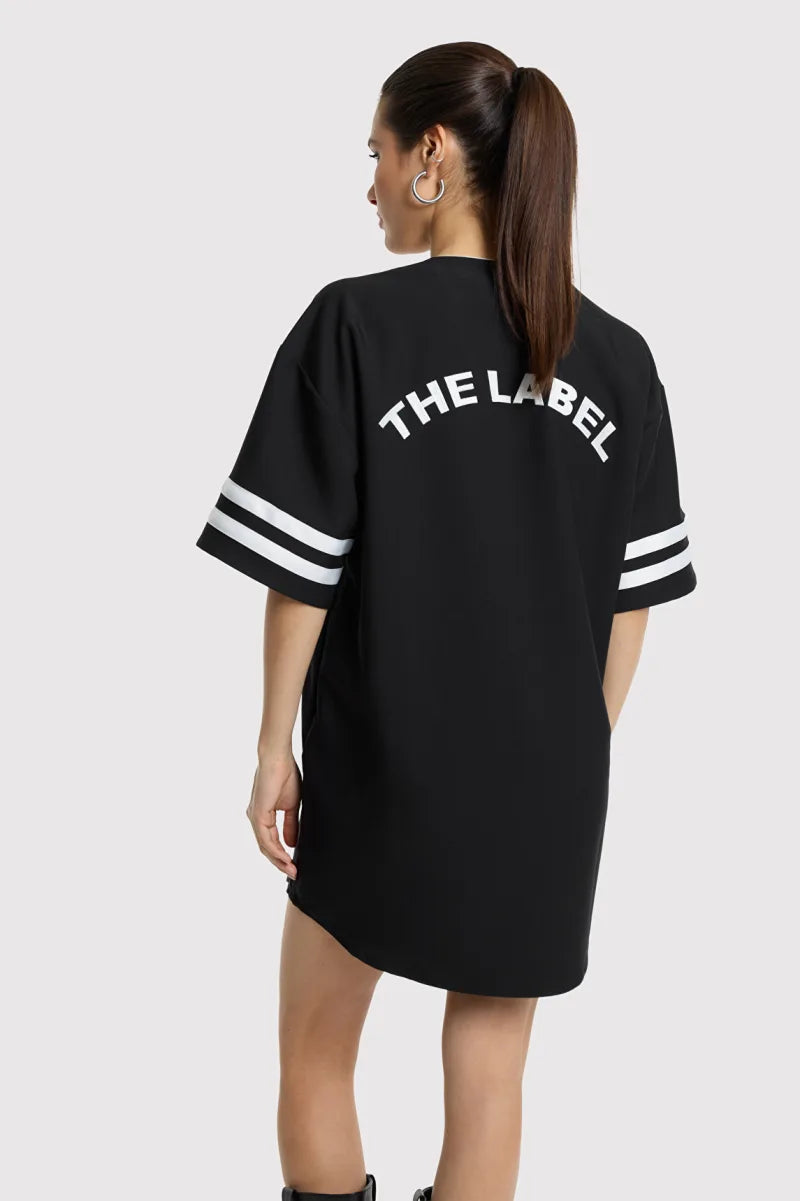 Baseball Shirt Dress van ALIX The Label, kleur Black