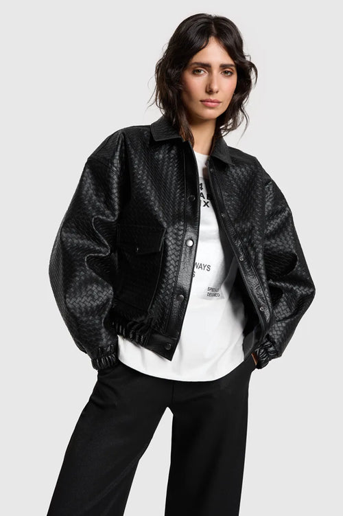 Braided Faux Leather Jacket van ALIX The Label, kleur Black