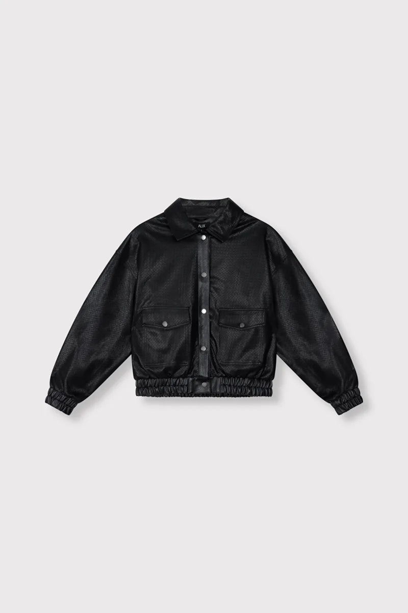Braided Faux Leather Jacket van ALIX The Label, kleur Black