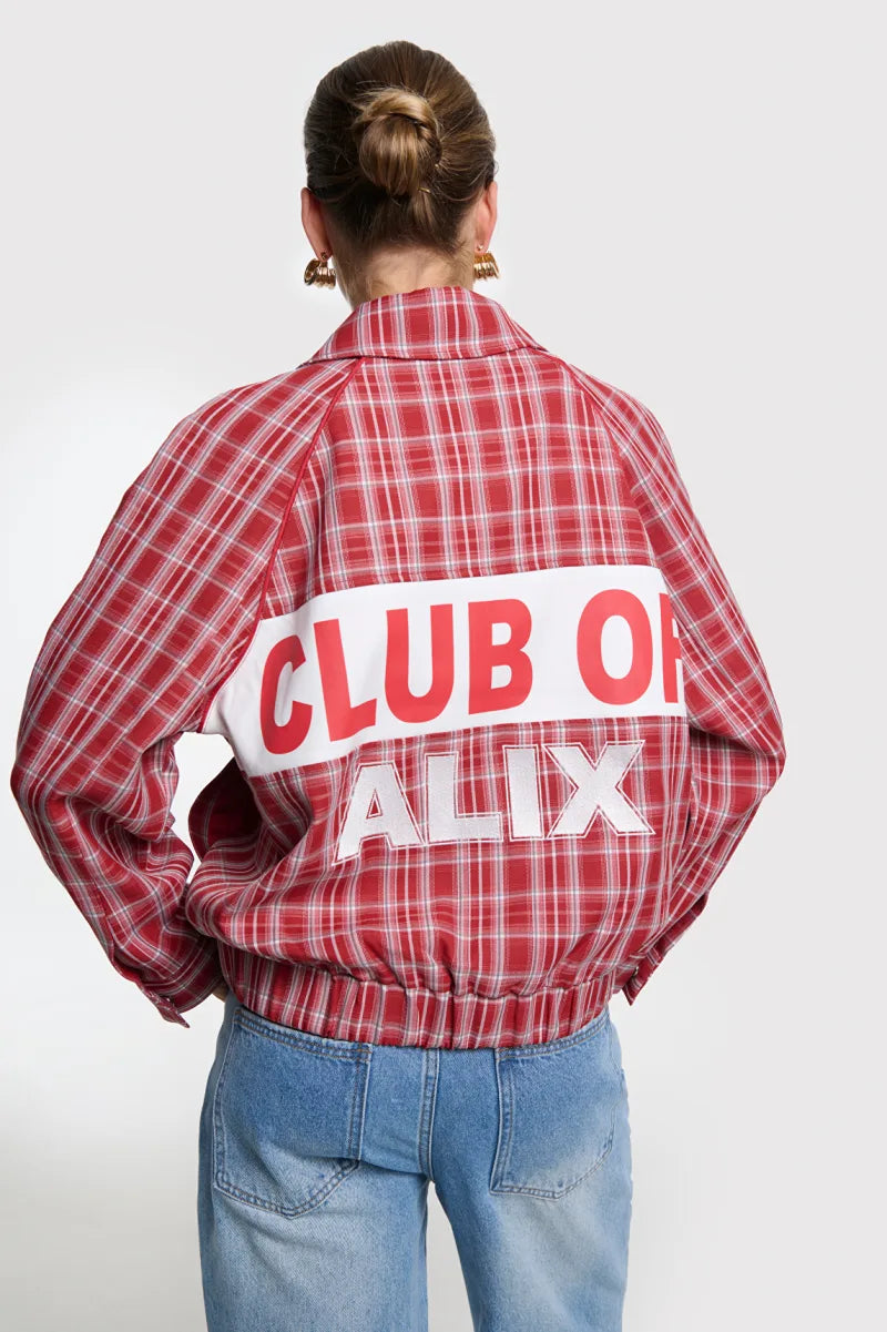 Checked Bomber van ALIX The Label, kleur Cerise