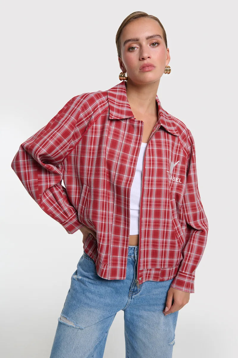 Checked Bomber van ALIX The Label, kleur Cerise