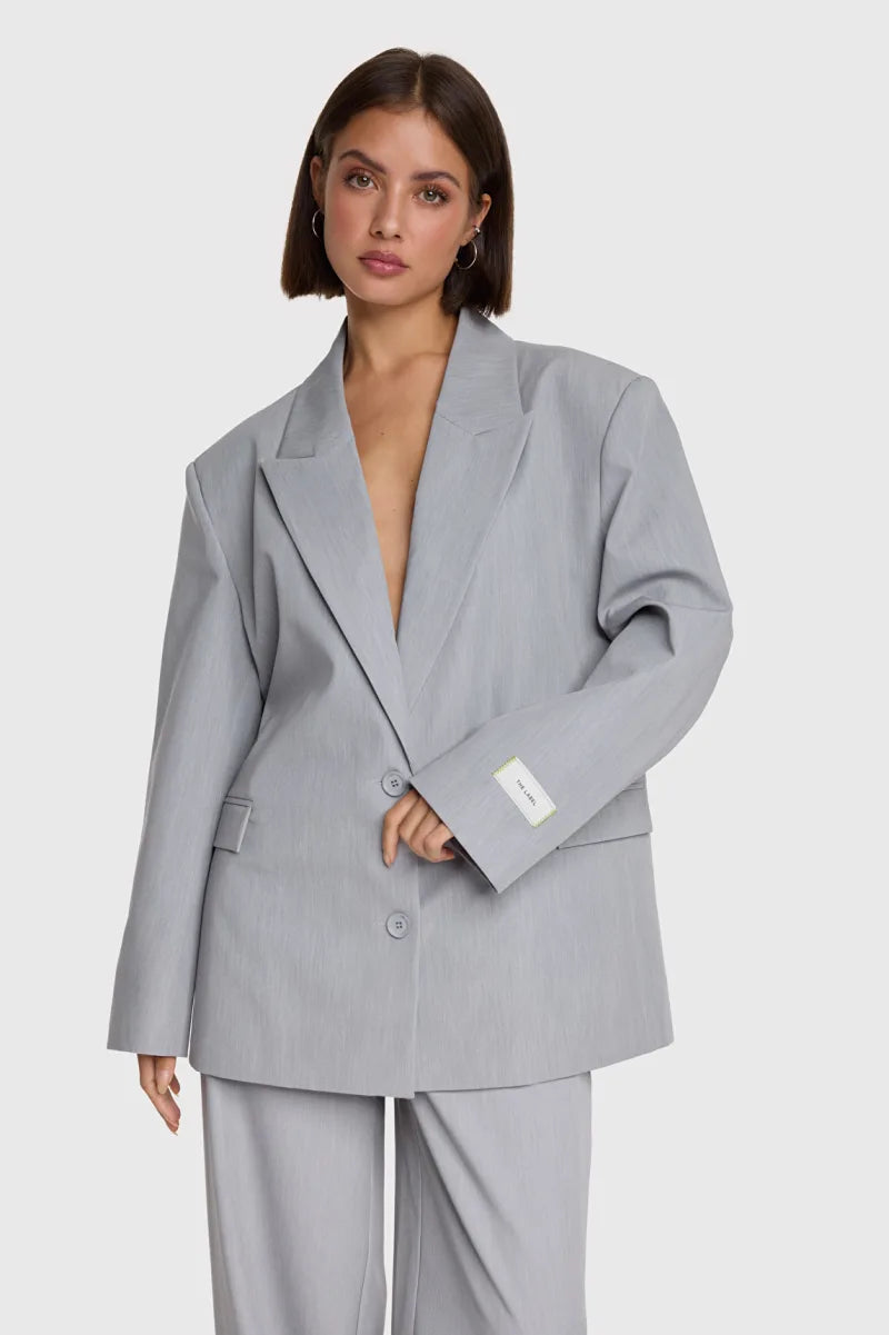 Clean Mix Blazer van ALIX The Label, kleur Soft Grey Melange
