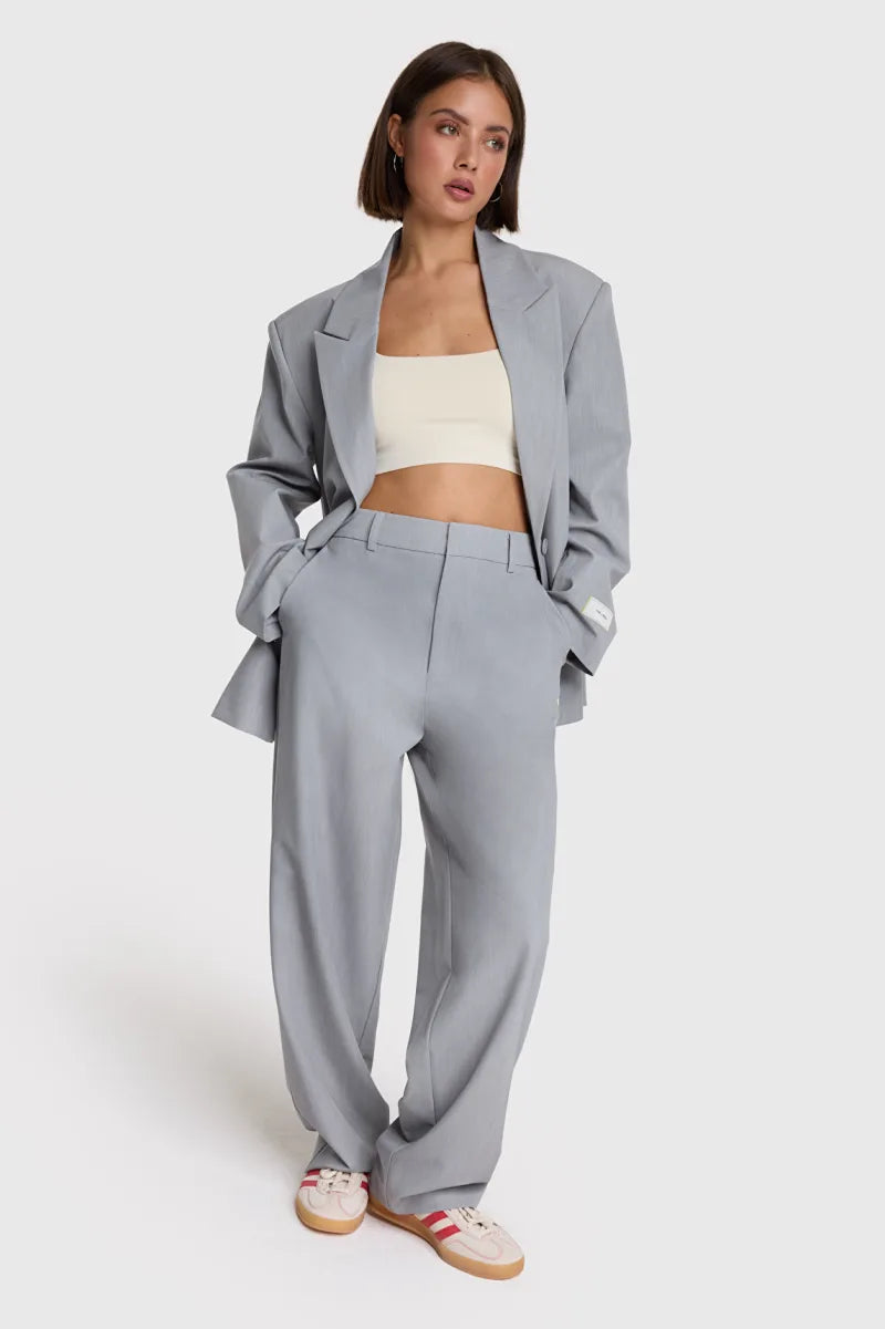 Clean Mix Pants van ALIX The Label, kleur Soft Grey Melange