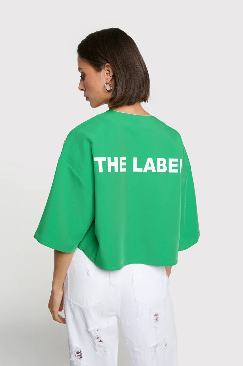 Cropped Baseball Shirt van ALIX The Label, kleur Bright Green