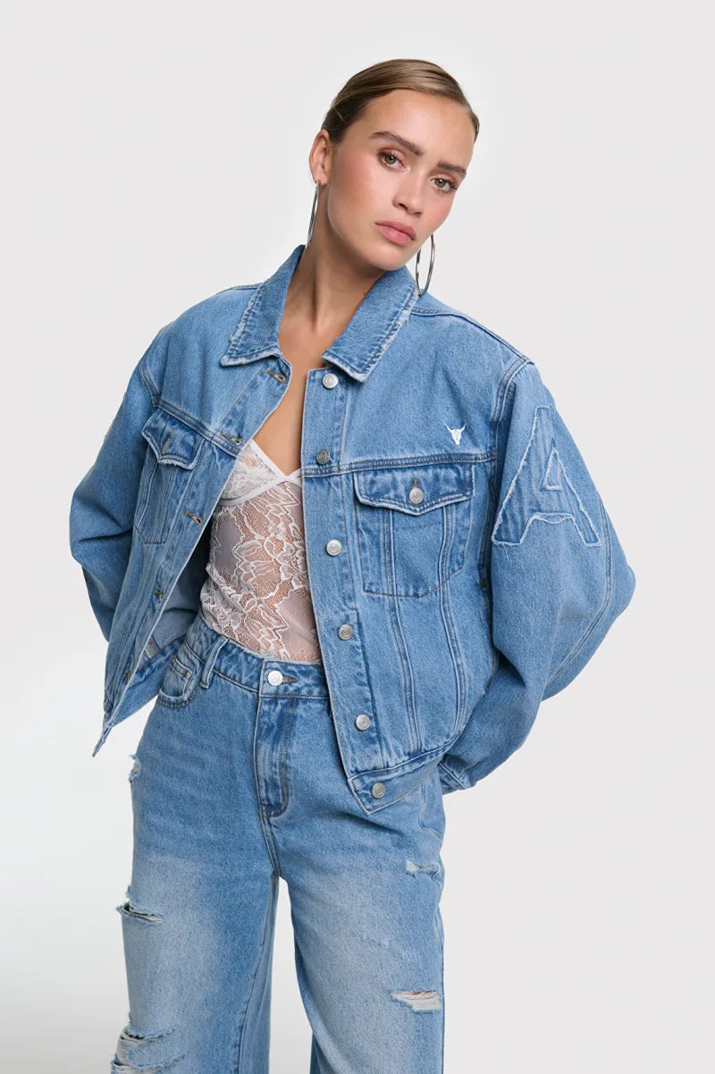 Denim Patch Jacket van ALIX The Label, kleur Denim Blue