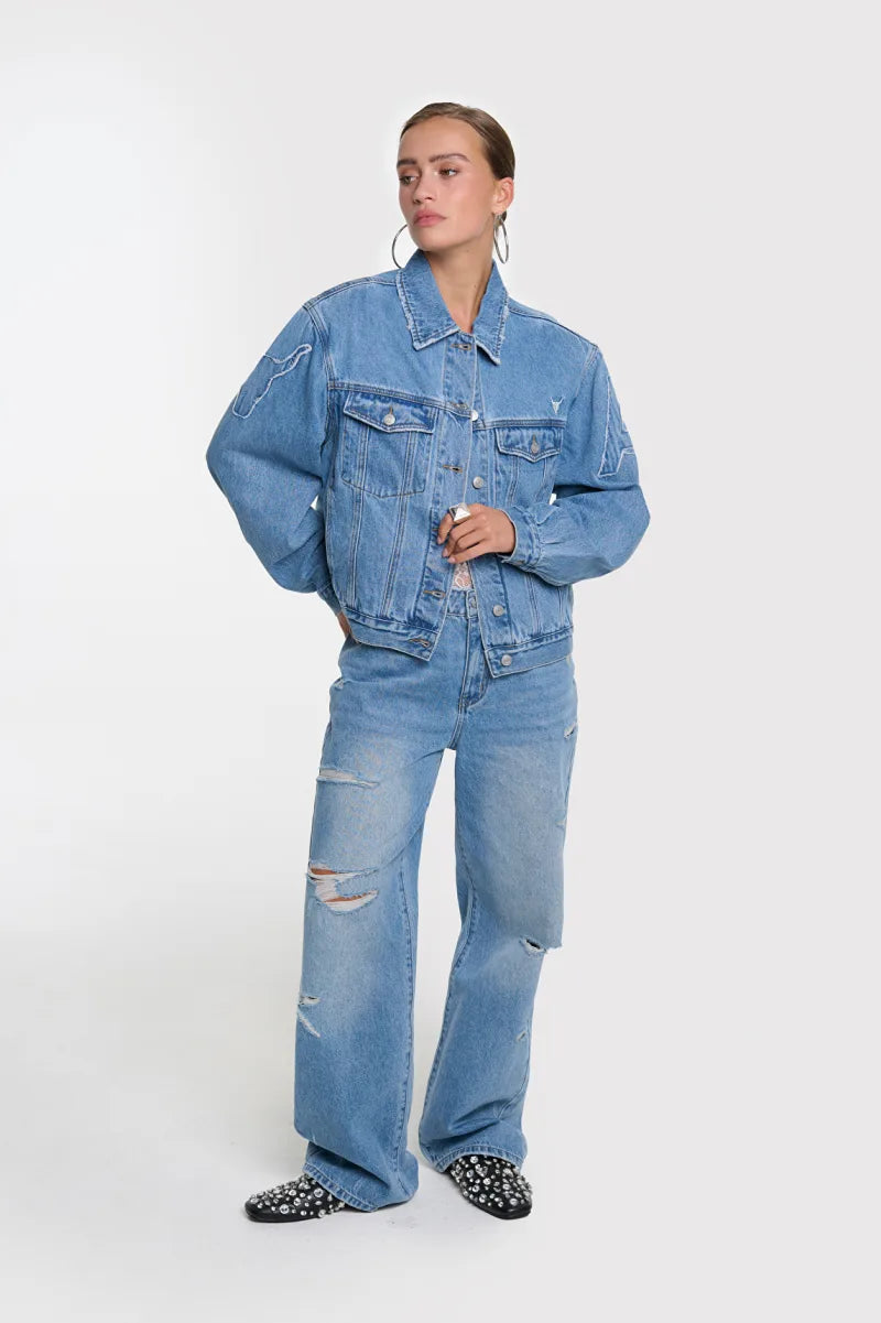 Denim Patch Jacket van ALIX The Label, kleur Denim Blue