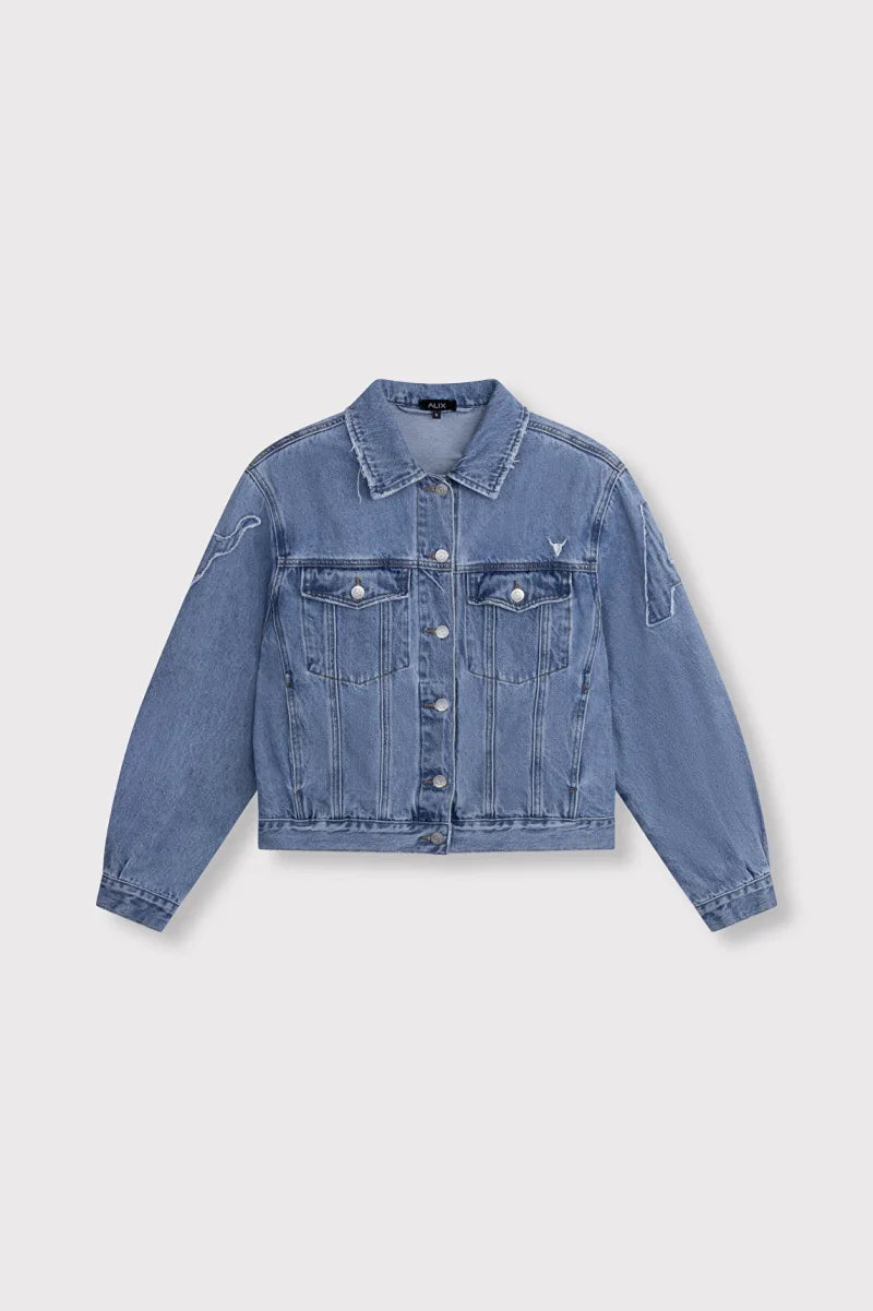 Denim Patch Jacket van ALIX The Label, kleur Denim Blue