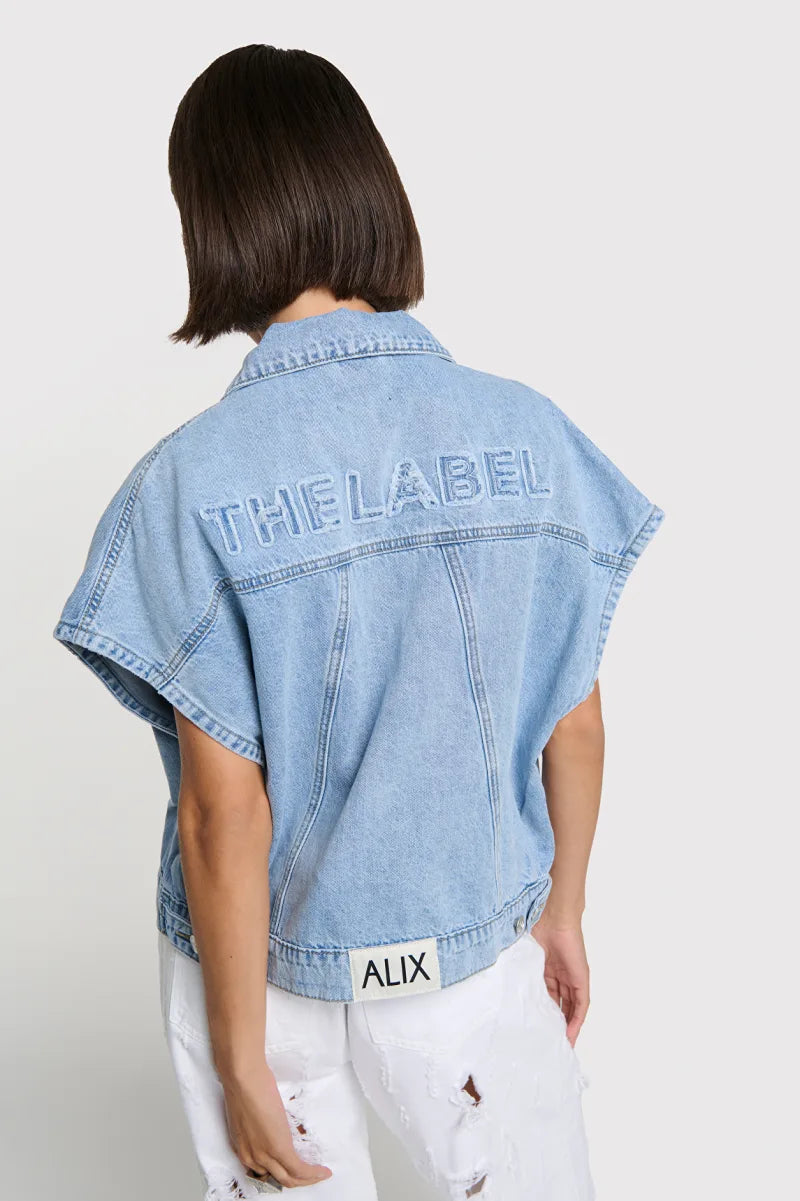 Denim Waistcoat van ALIX The Label, kleur Light Blue Denim