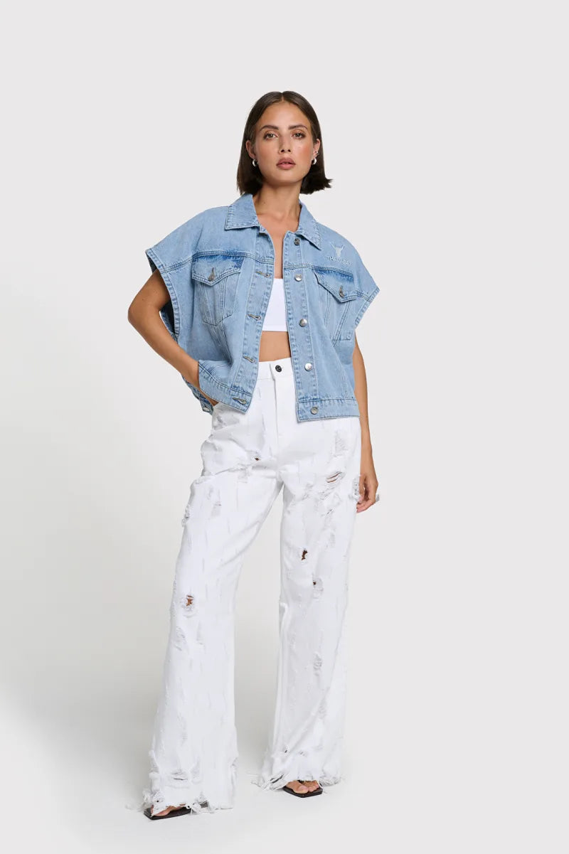 Denim Waistcoat van ALIX The Label, kleur Light Blue Denim