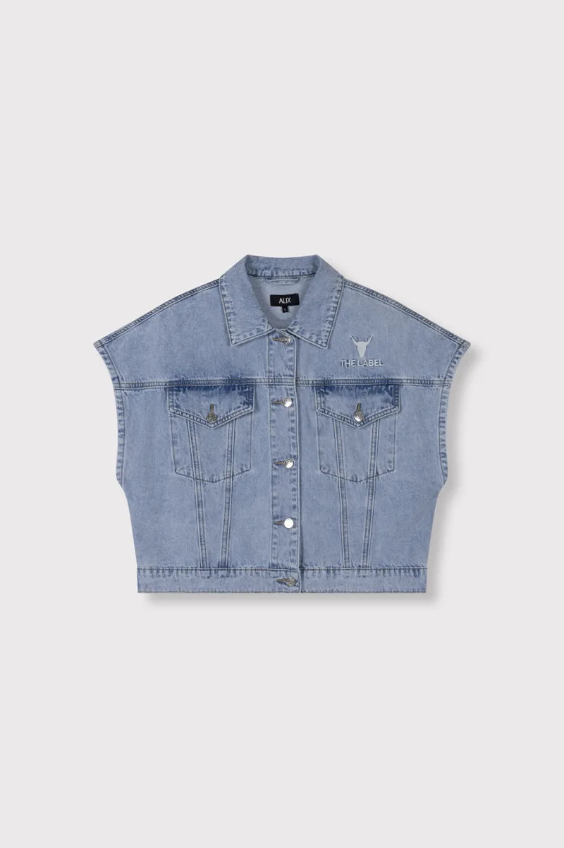 Denim Waistcoat van ALIX The Label, kleur Light Blue Denim
