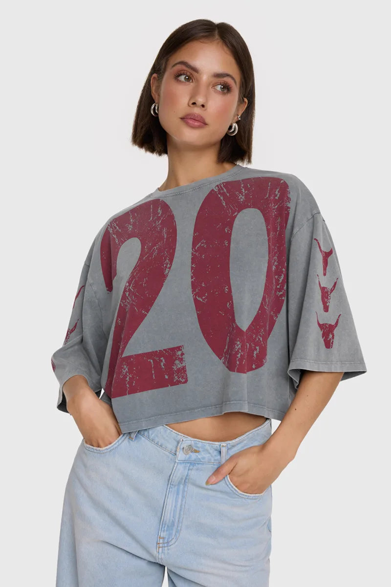 Knitted T-Shirt van ALIX The Label, kleur Light Grey