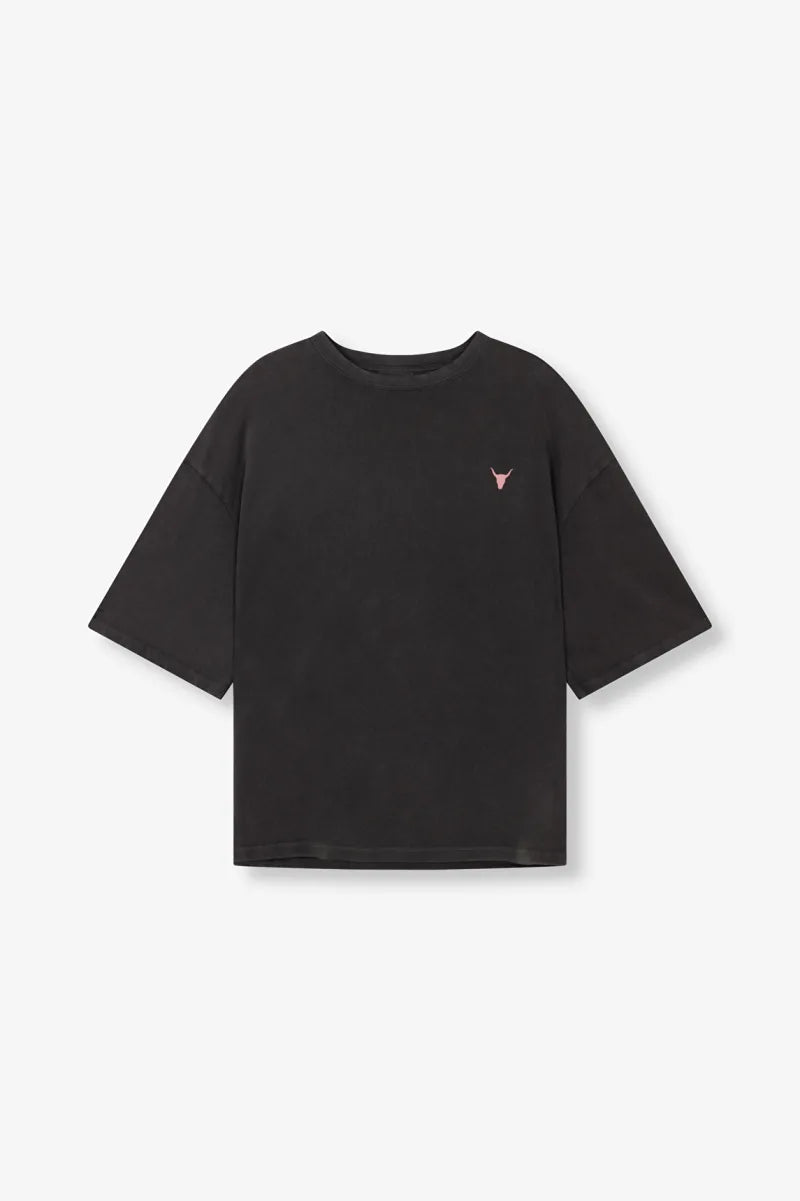 Knitted Print T-Shirt van ALIX The Label, kleur Charcoal Grey
