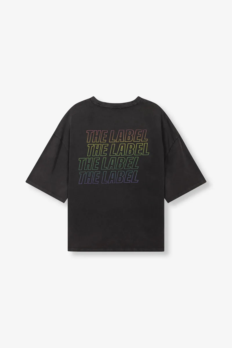 Knitted Print T-Shirt van ALIX The Label, kleur Charcoal Grey