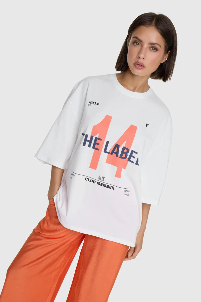 Ladies Knitted 14 The Label T-Shirt van ALIX The Label, kleur Soft White