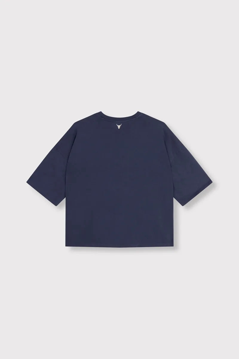 Ladies Knitted Big Alix T-Shirt van ALIX The Label, kleur Navy