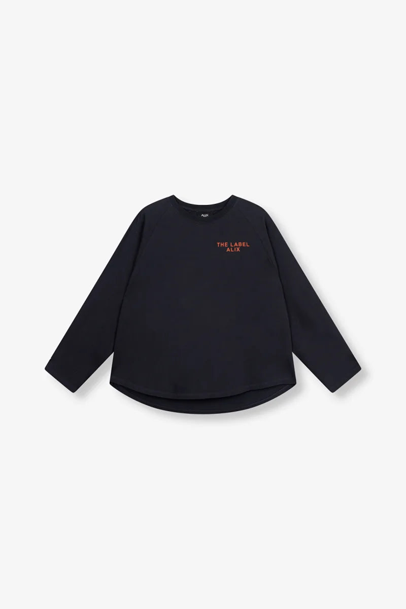 Ladies Knitted Raglan Longsleeve van ALIX The Label, kleur Charcoal