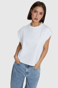 Ladies Knitted Sleeveless T-Shirt van ALIX The Label, kleur Soft White