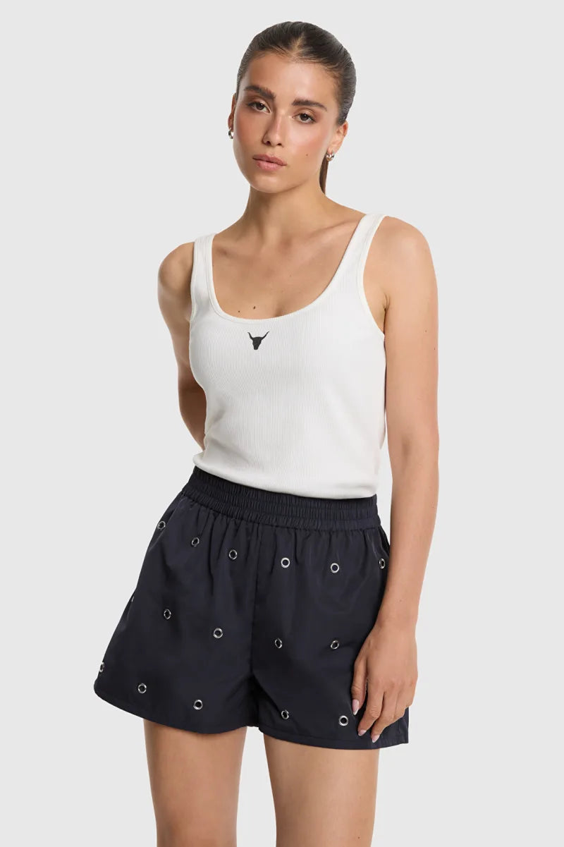 Ladies Knitted Tank Top van ALIX The Label, kleur Soft White