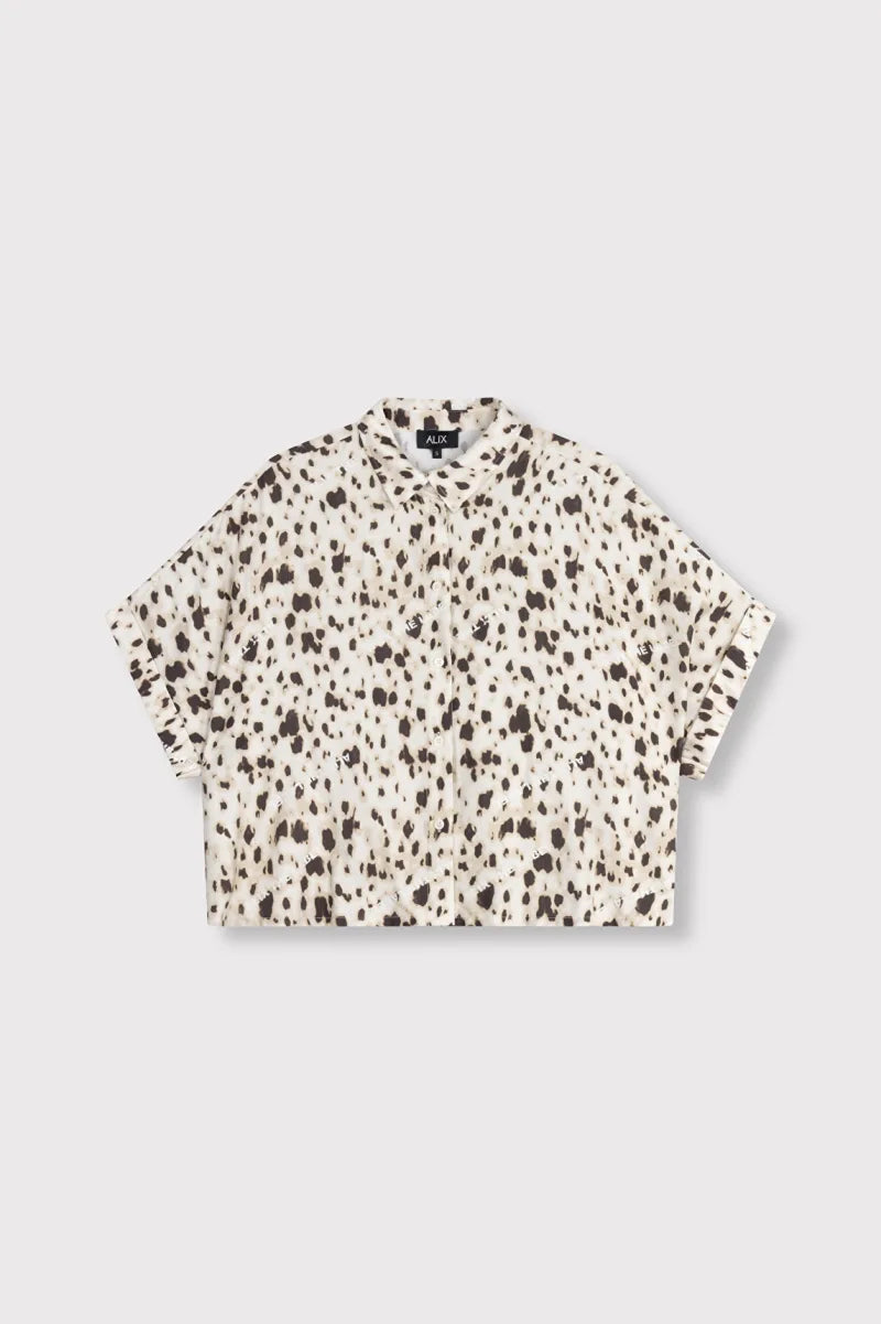 Ladies Woven Animal Oversized Blouse van ALIX The Label, kleur Animal