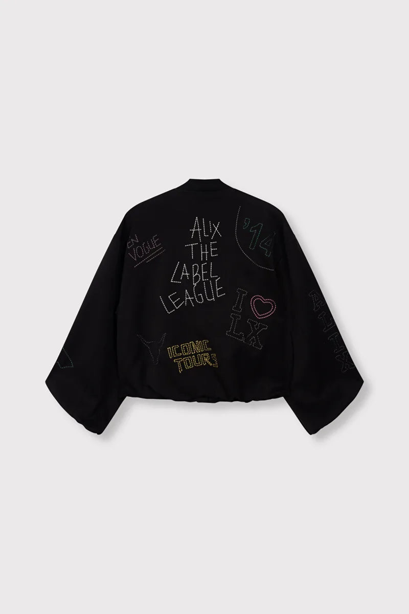 Ladies Woven Artwork Bomber van ALIX The Label, kleur Black